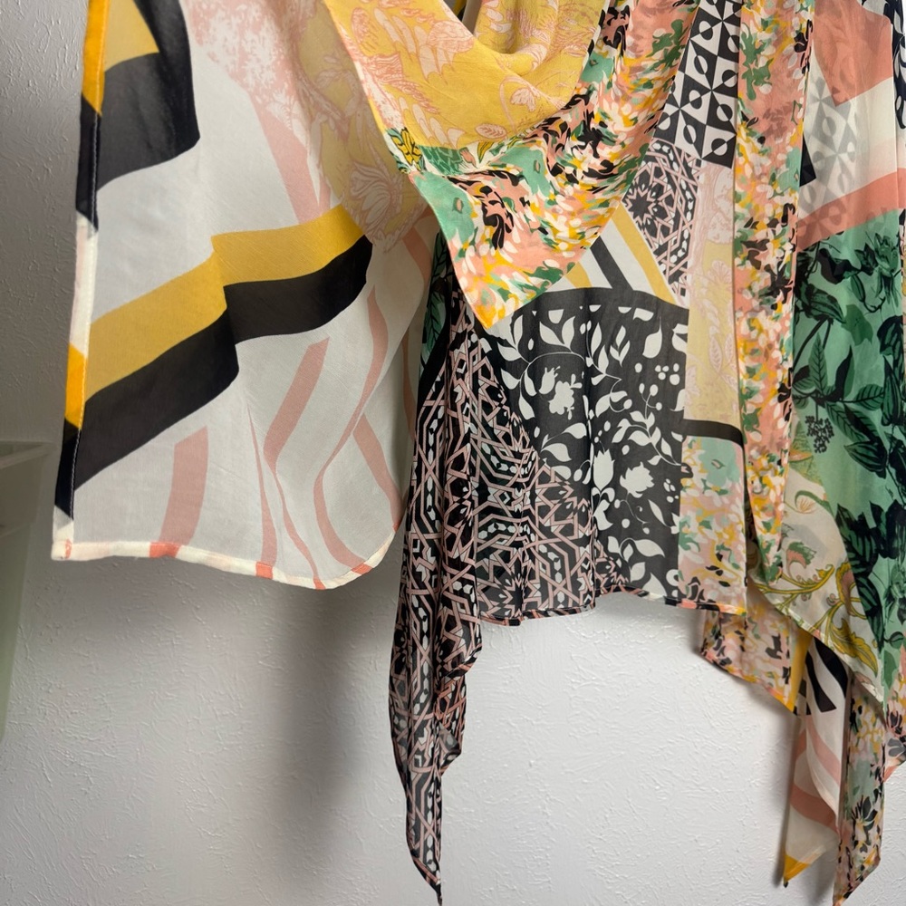 Anthropologie Multicolor Patchwork Sheer Open Sha… - image 3